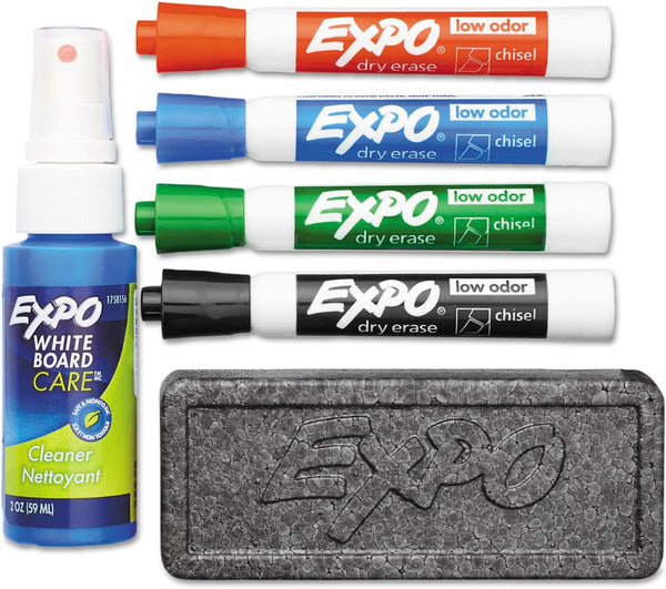 EXPO 80653 Low Odor Dry Erase Marker Starter Set Chisel Assorted 4/Set
