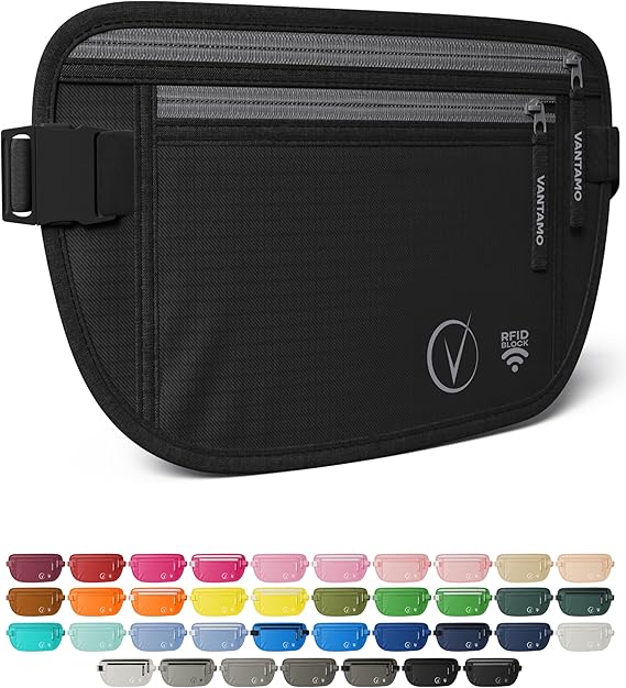 Valtamo Money Belt for Travel Hidden RFID Protected Waist Wallet Fits Passport and Phone