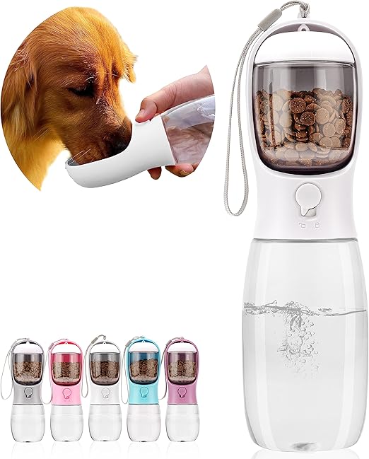 Dog water bottle,Portable pet water bottle with Drinking and Feeding Function,Outdoor portable water bottle for cat,Rabbit,Puppy and other A