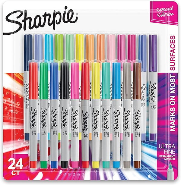 Sharpie 1949558 Color Burst Permanent Markers, Ultra Fine Point, Assorted Colors, 24-Count
