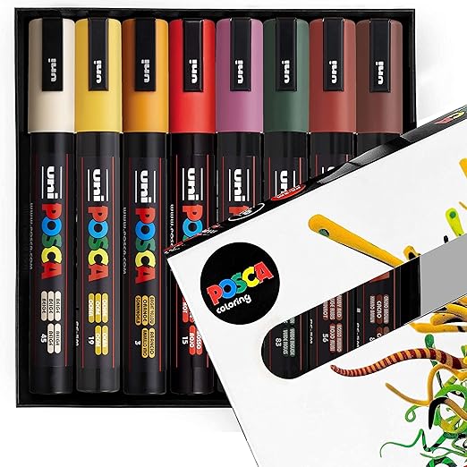 Posca - PC-5M - Paint Marker Art Pens - 1.8-2.5mm - Autumn Tones Set of 8 in Gift Box