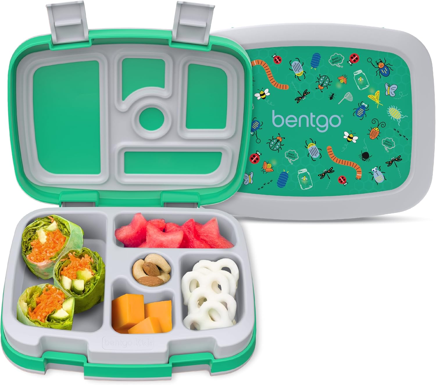 Bentgo Kids Prints Lunch Box Bug Buddies Leak Proof Bento Box for Kids Ages 3-7