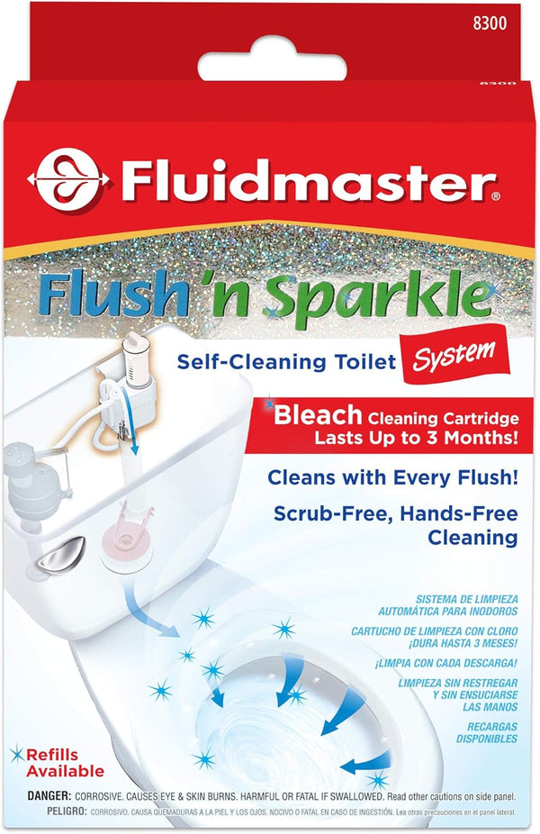 Fluidmaster 8300 Flush 'n Sparkle Automatic Toilet Bowl Cleaning System with Bleach Cartridge
