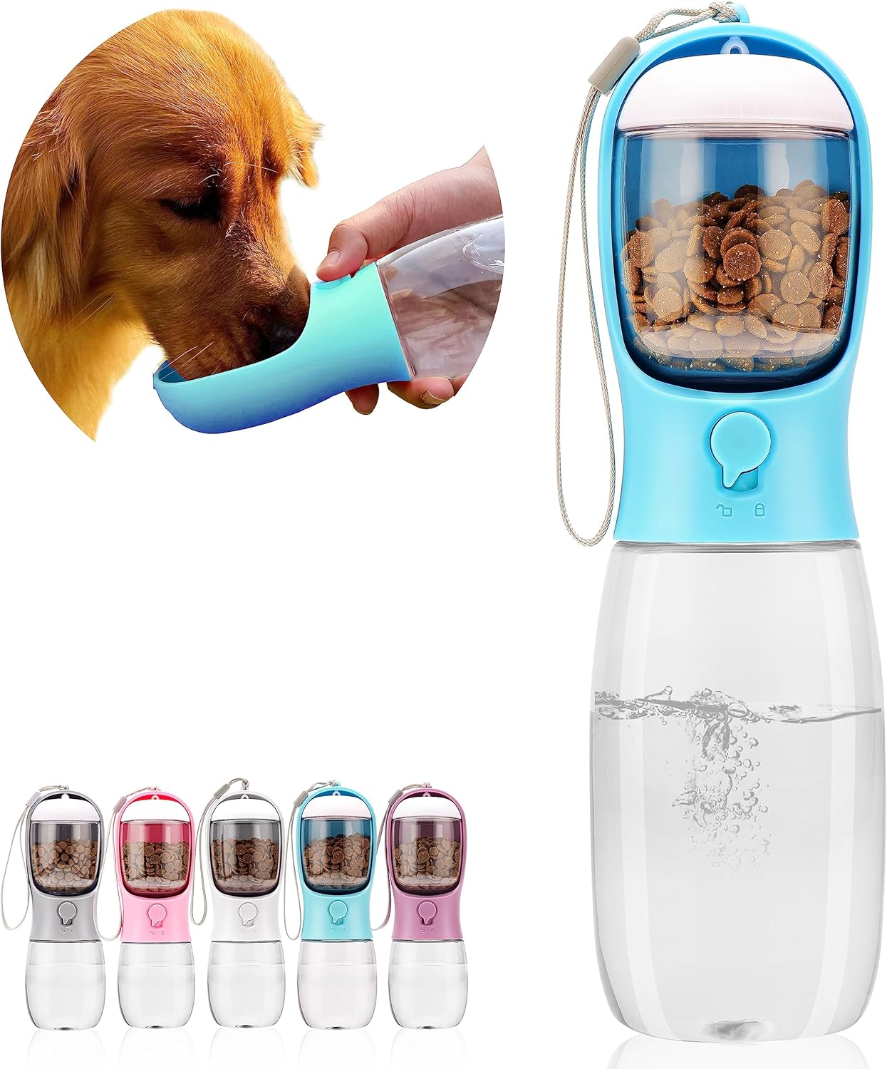 Dog water bottle,Portable pet water bottle with Drinking and Feeding Function,Outdoor portable water bottle for cat,Rabbit,Puppy and other A