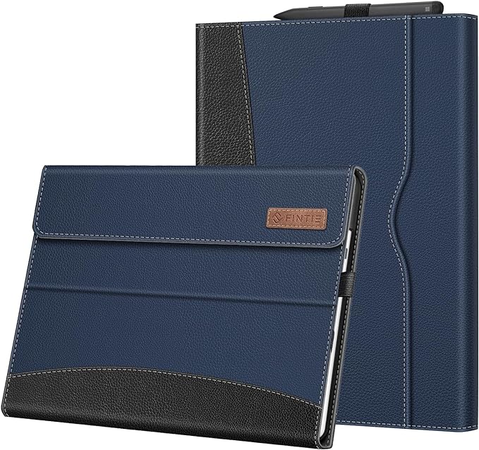 Fintie Case for Microsoft Surface Pro 10 / Pro 9 13 Inch - Multi Viewing Angle High-Quality Faux Leather Case Protective Cover with Document Slots Pen Holder, Type Cover Compatible, Navy Blue