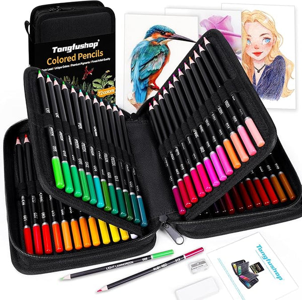 Tongfushop 72 Colouring Pencils Set, Soft Core Colour Leads for Adults and Children, Smooth and Smooth Writing, Professional Colouring Penci
