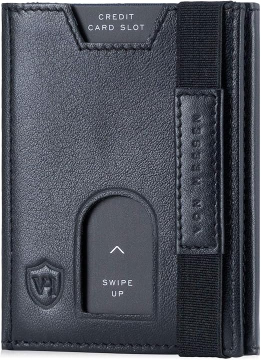 VON HEESEN® Slim Wallet with Coin Compartment - Black