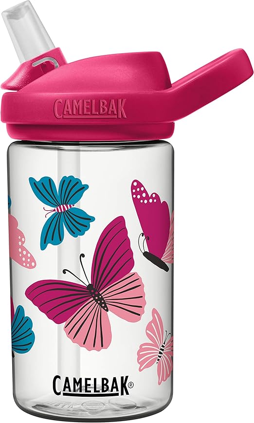 CamelBak Eddy 14oz Kids Water Bottle with Tritan Renew, Straw Top, Leak-Proof, Colorblock Butterflies