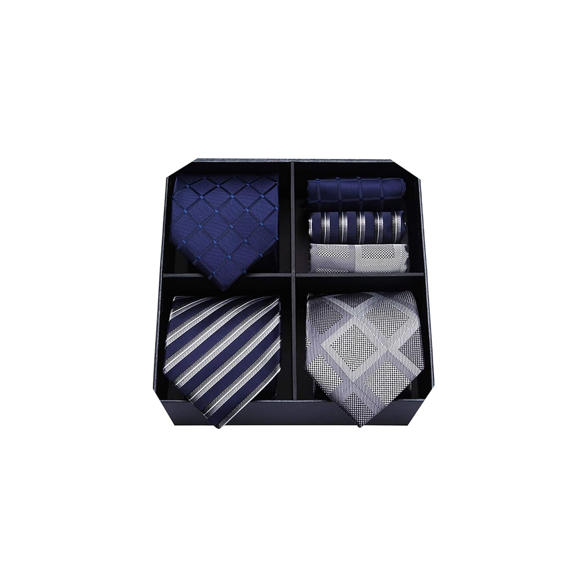 HISDERN 3 PCS Mens Silk Tie Set Classic Elegant Necktie with Pocket Square 01td 02 One Size