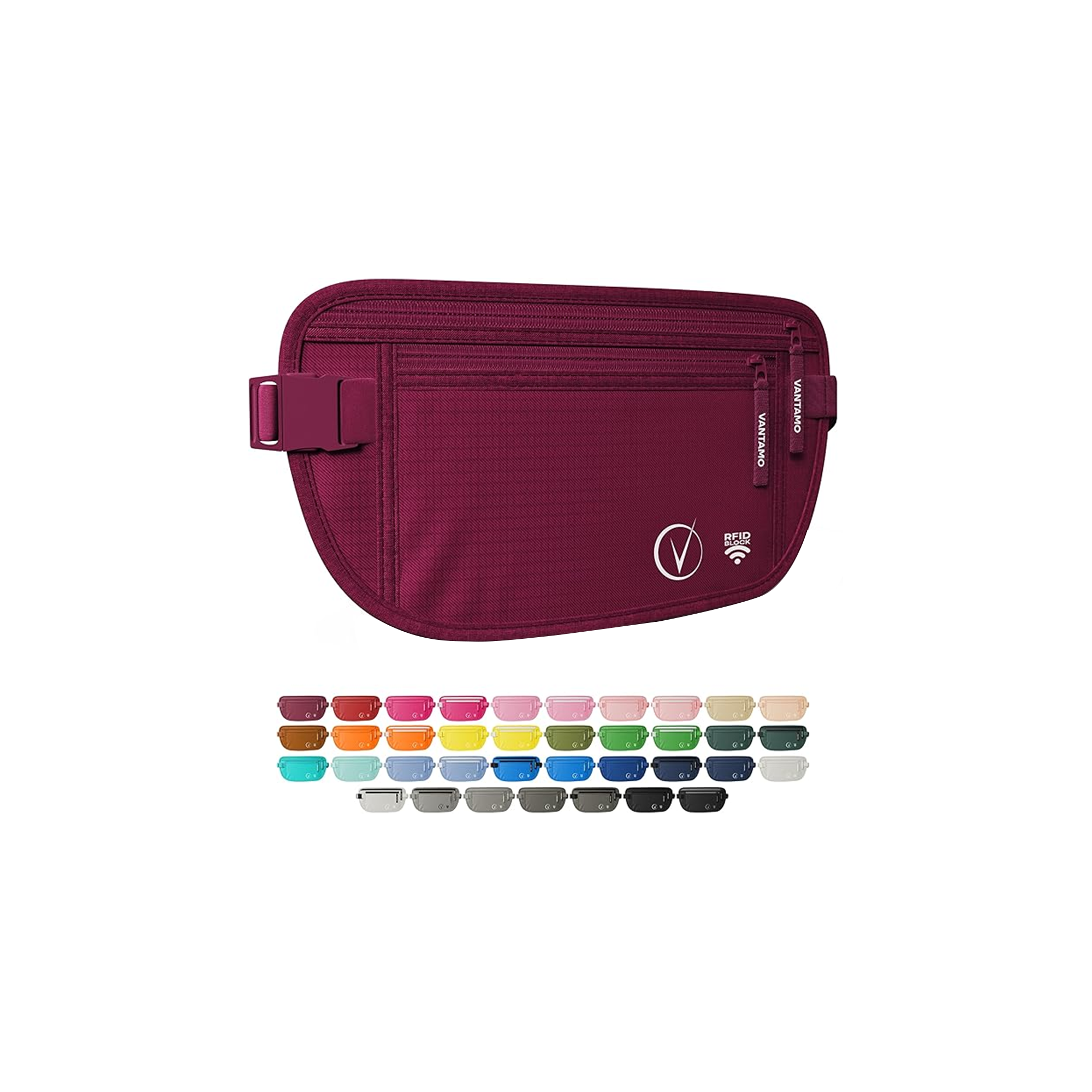 Travel Wallet Money Belt RFID Protected Passport Fit with Cover Global Recovery Tags Classy Red Minimalist Regular