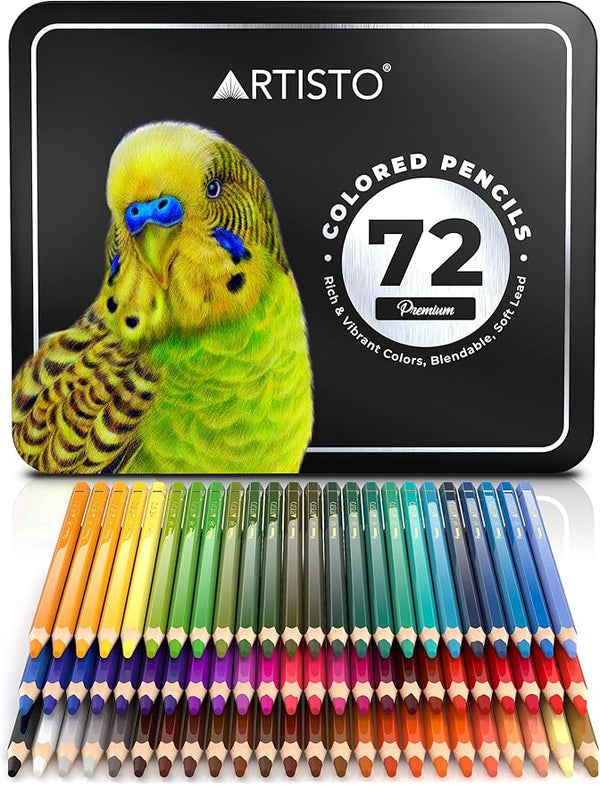 Artisto Premium Colored Pencils | Set of 72, Quality 4mm Soft Core Leads, Rich & Vibrant Colors, Blendable, Perfect for Beginner & Advanced