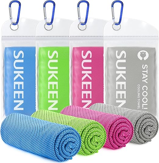 [4 Pack] Cooling Towel (40"x12"), Ice Towel, Soft Breathable Chilly Towel , Microfiber Towel for Yoga, Sport, Running, Gym, Workout ,Camping