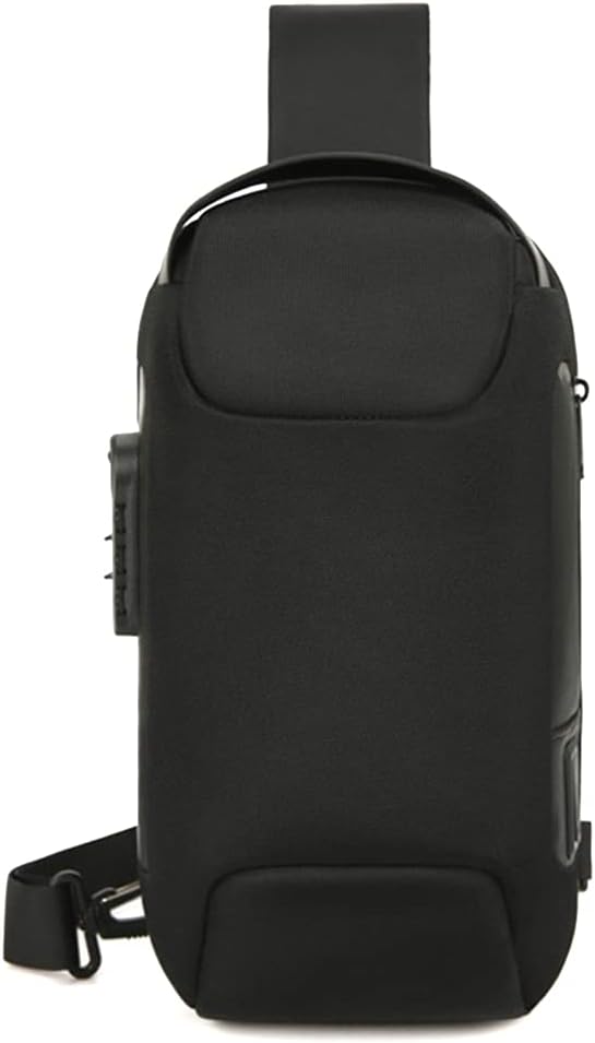 ZYING Anti theft Crossbody Sling bag,Shoulder Backpack,Lightweight Chest Daypack with USB Charging Port,Fit for 9.7'' ipad, Black-5, 13 in x
