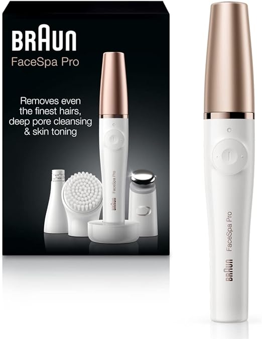 Braun FaceSpa Pro 911 Ÿ?? 3-in-1 Facial Epilator, Cleansing Brush & Skin Toning Device for Women