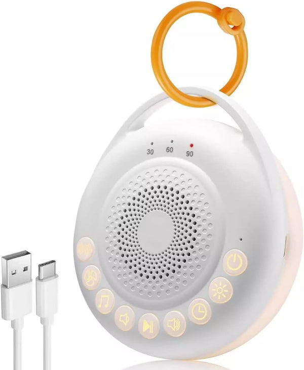 جهاز ضوضاء أبيض محمول للأطفال مع ضوء وموسيقى للنوم و24 صوتًا مريحًا وبطارية قابلة لإعادة الشحن ومؤقت للأطفال والكبار