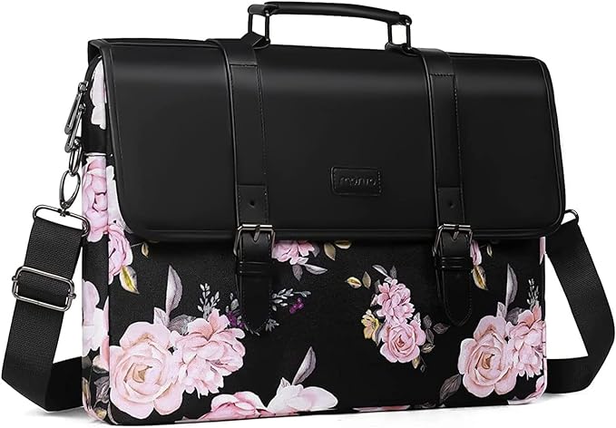 MOSISO Laptop Shoulder Bag for MacBook Pro 16 Inch 2019Ÿ??2023 and 15Ÿ??15.6 Inch Notebooks Peony Pattern