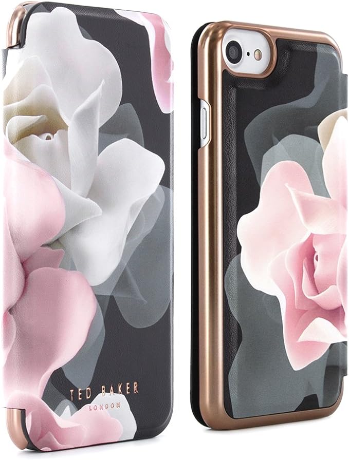 Official TED BAKER AW16 KNOWANE Mirror Folio Case Ÿ?? iPhone 8, 7, 6S Ÿ?? Porcelain Rose / Black