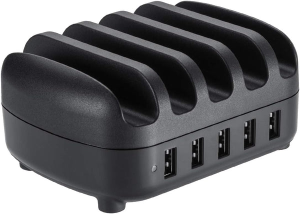 محطة شحن ذكية ORICO 40 واط USB 5 منافذ، 5 فولت/2.4 أمبير مع حامل للهاتف المحمول والكمبيوتر اللوحي متوافق مع iPhone وiPad وSa