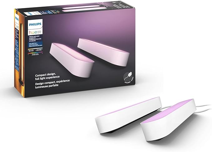 مجموعة إضاءة Philips Hue Play White and Color Ambiance Lightbar المزدوجة، إضاءة ذكية قابلة للتعتيم