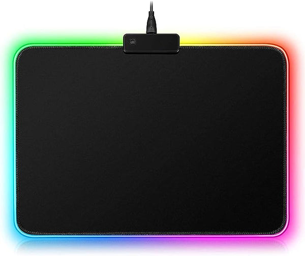 S & E TEACHER'S EDITION Gaming Mouse Pad, Soft LED Light Mouse Pad, Black Premium-Textured Mouse Mat, with 8 Lighting Modes, 10 x 12 Inch, C