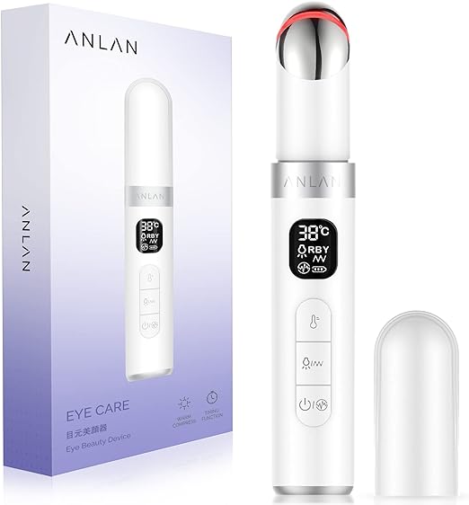 EMS Eye Massager ANLAN Eye Massager 4 Modes Anti Wrinkle Anti Pocket Rechargeable Eye Care Device with LCD Display (38-45?Â°C)