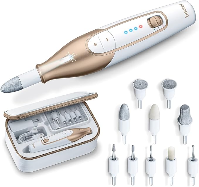 Beurer 14-Piece Professional Manicure & Pedicure Kit Ÿ?? Cordless Nail Drill, 10 Attachments, 3-Speed Electric Nail File Set