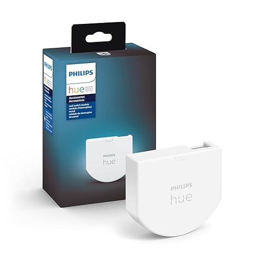وحدة تبديل الجدار من Philips Hue، تحافظ على إمكانية الوصول إلى مصابيح Hue الذكية عند إيقاف تشغيل المفتاح (عبوة بيضاء واحدة)، تتطلب أضواء Hue وجسر Hue