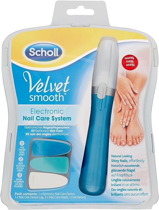 Scholl Velvet Smooth Electronic Nail Care System Ÿ?? Blue, Professional Manicure & Pedicure Kit