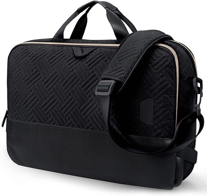 Laptop Bag for Women,BAGSMART 15.6 Inch Laptop Case Computer Bag Briefcase for Ladies, Black, 15.6 inch, Sleek Simple