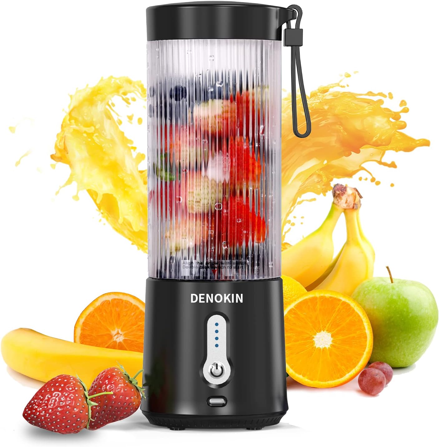 Portable Blender Personal Mini Blender 16 oz USB Rechargeable Smoothie Blender Six Blades Fruit Juicer for Travel