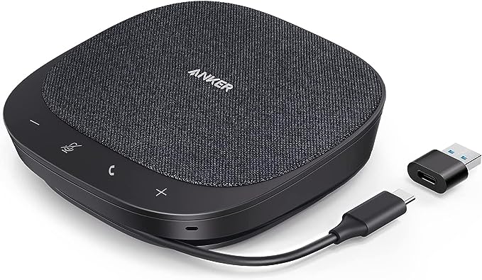 Anker PowerConf S330 USB Speakerphone, Conference Microphone for Home Office, Smart Voice Enhancement, Plug and Play, 360?Â° Voice Coverage vi
