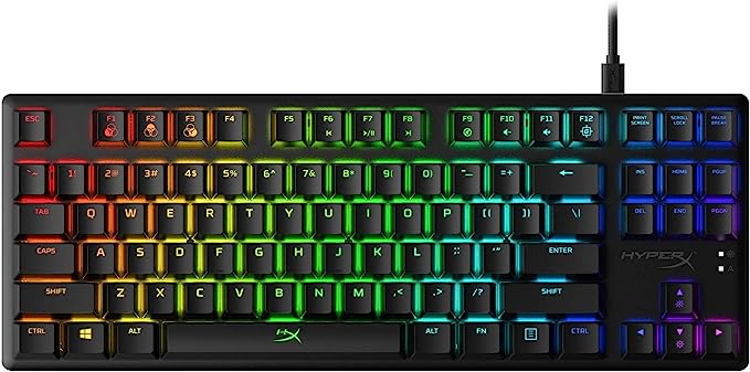 لوحة مفاتيح الألعاب الميكانيكية HyperX Alloy Origins Core RGB بدون لوحة أرقام، بمفاتيح Aqua، بتصميم QWERTY أمريكي