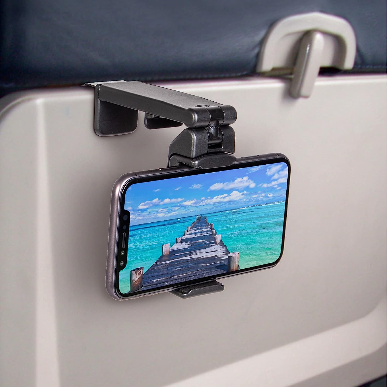 Universal Airplane in Flight Phone Mount. Handsfree Phone Holder for Desk with Multi-Directional Dual 360 Degree Rotation. Pocket Size Trave