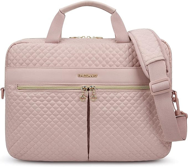 Laptop Bag,BAGSMART 15.6 Inch Briefcase for Women Large Laptop Case Computer Bag Office Travel Business,Pink