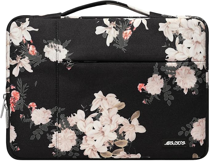 MOSISO Laptop Sleeve Compatible with MacBook Pro/Air 13 inch, 13-13.3 inch Notebook Computer, Polyester Syringa Multifunctional Briefcase Ca